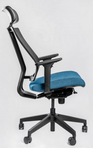 Ортопедическое кресло Falto G1 Черное с синим сиденьем